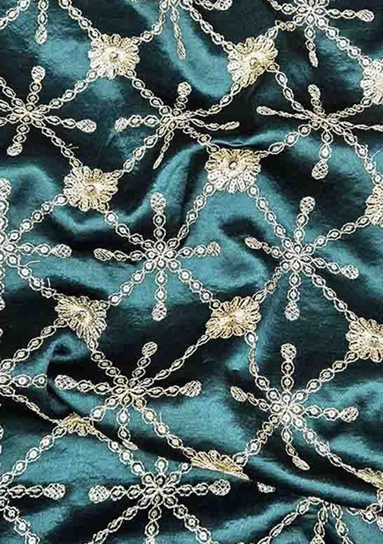 Girls Green Embroidered Silk Fusion Set - Indya