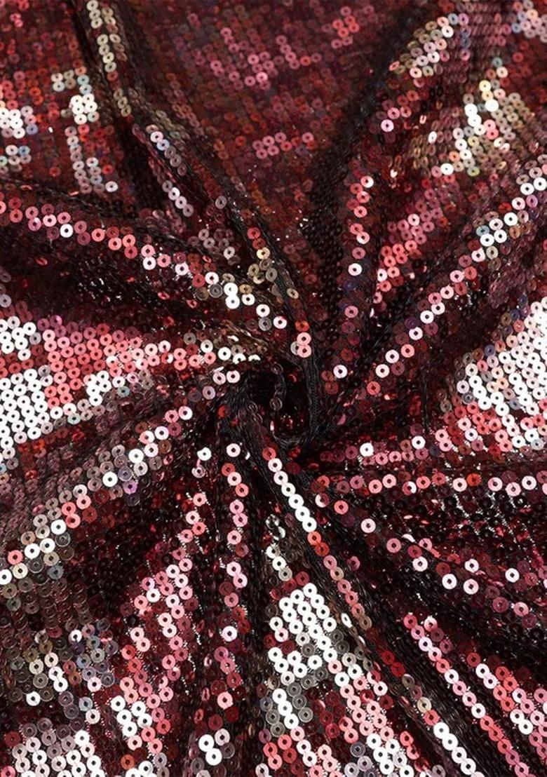 Girls Red Sequin Net Fusion Set - Indya