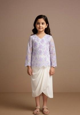 Girls White Sequin Net Fusion Set