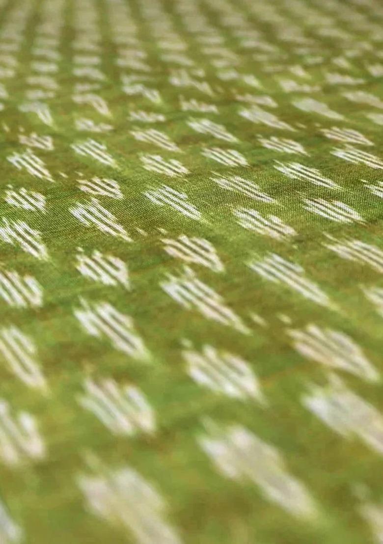 Girls Sage Green Abstract Print Silk Fusion Set - Indya