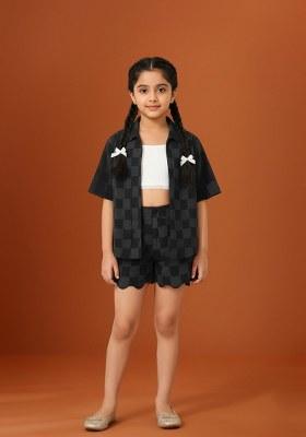 Girls Black Jacquard Denim Co-Ord Set
