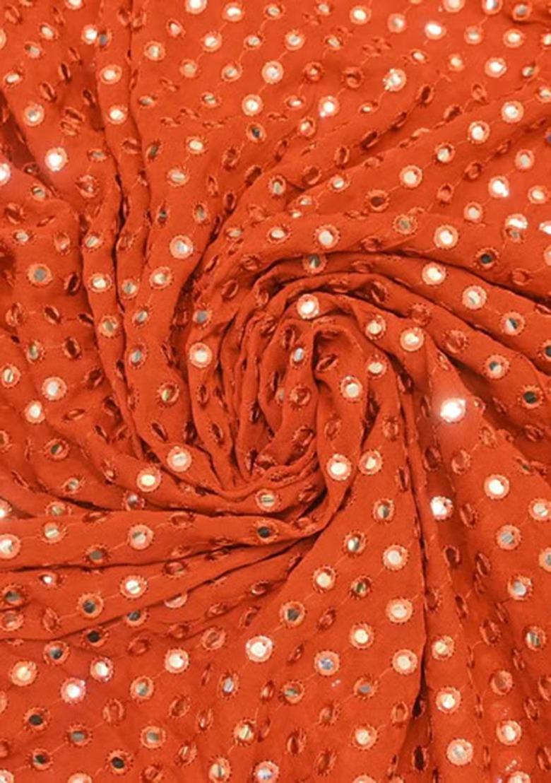 Girls Orange Embroidered Georgette Anarkali Set