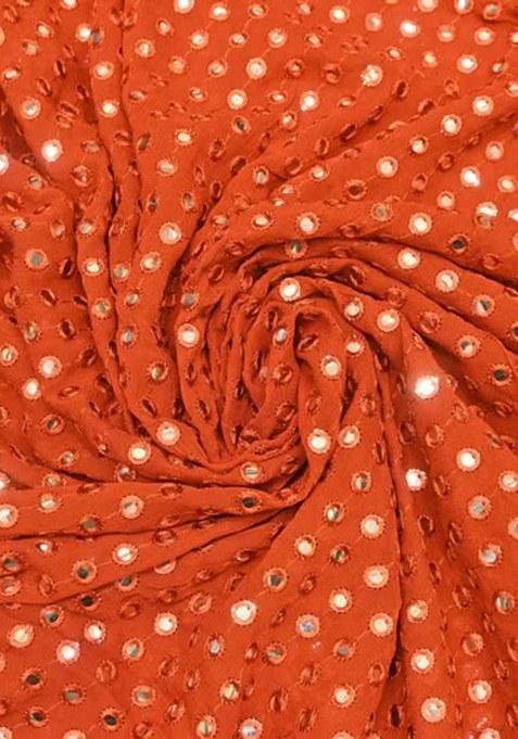 Girls Orange Embroidered Georgette Anarkali Set