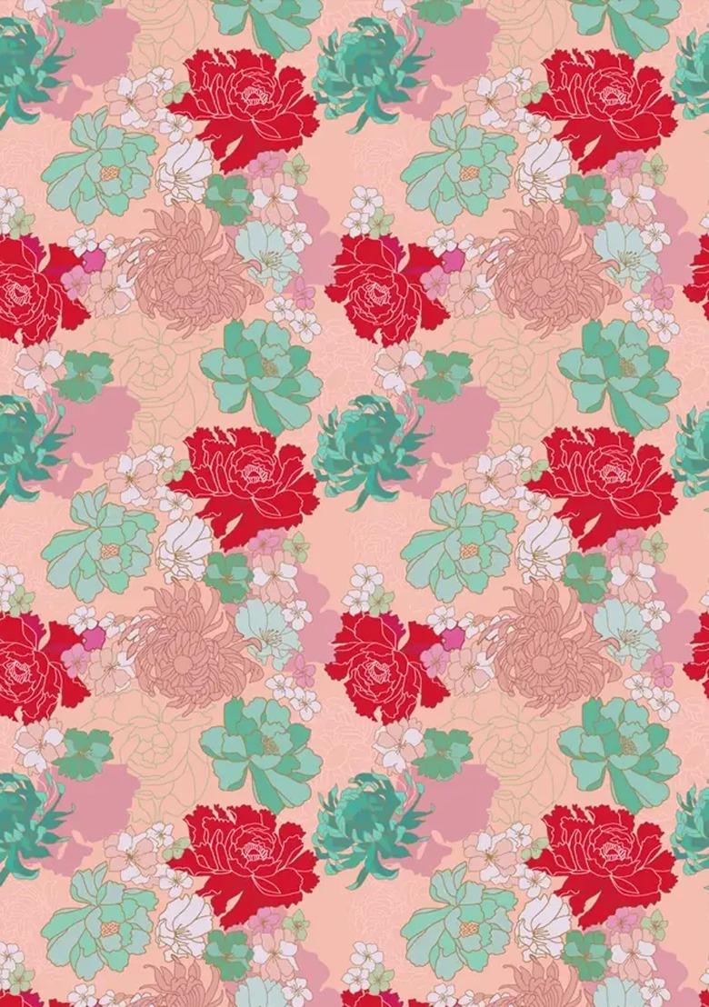 Girls Peach Floral Print Chiffon Kurta Set - Indya