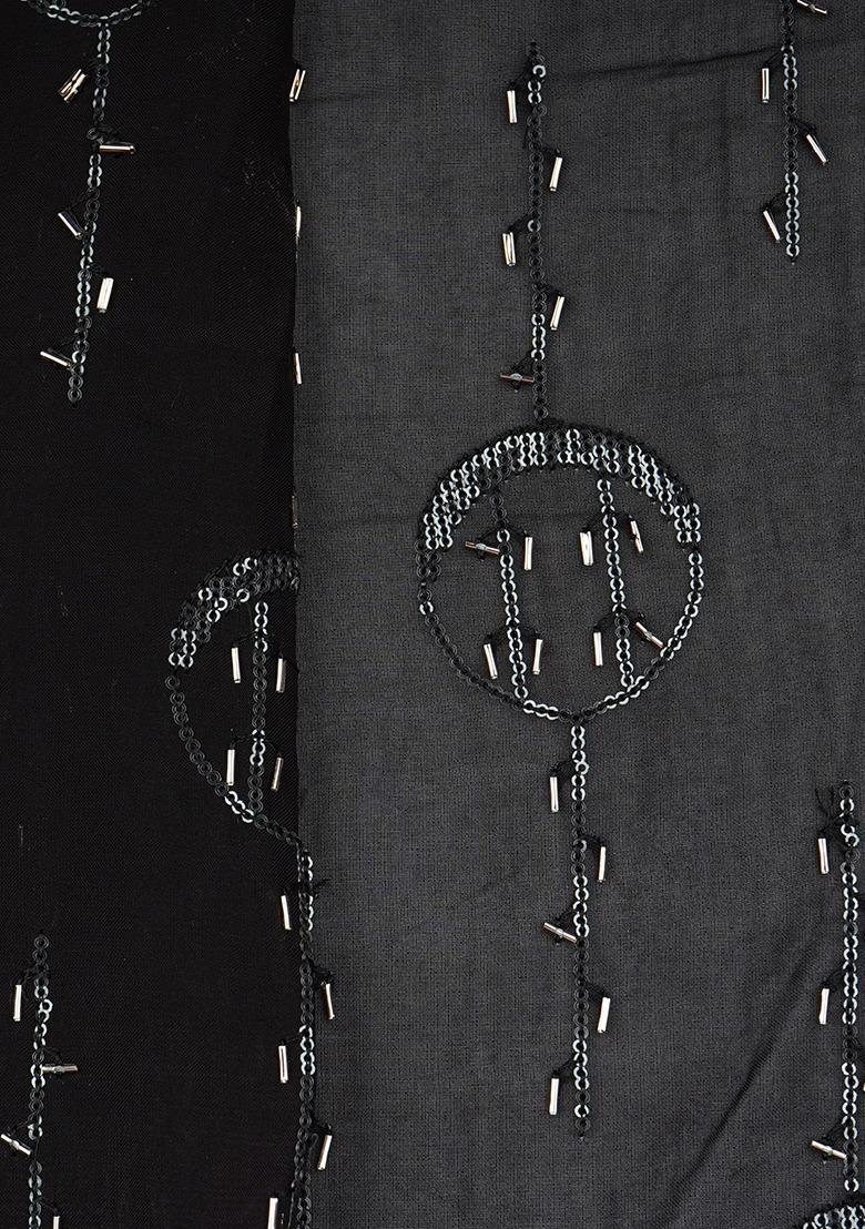 Girls Black Embroidered Organza Kurta Set - Indya