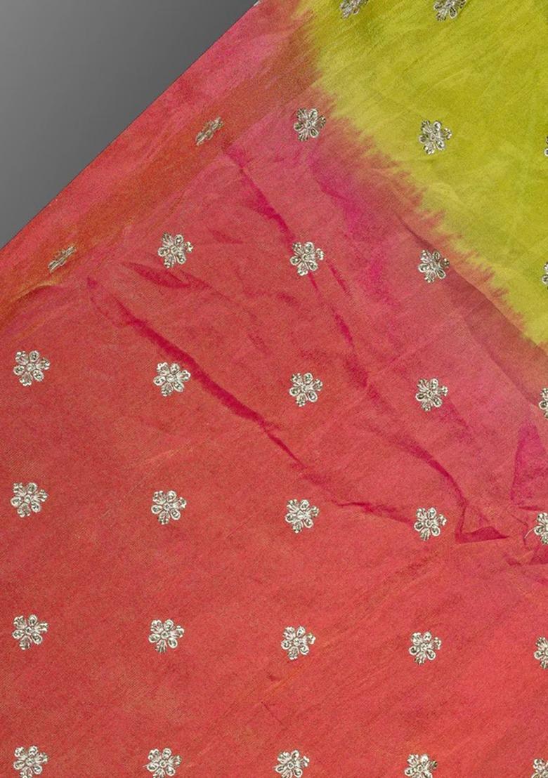 Girls Multicolor Embroidered Tissue Sharara Set