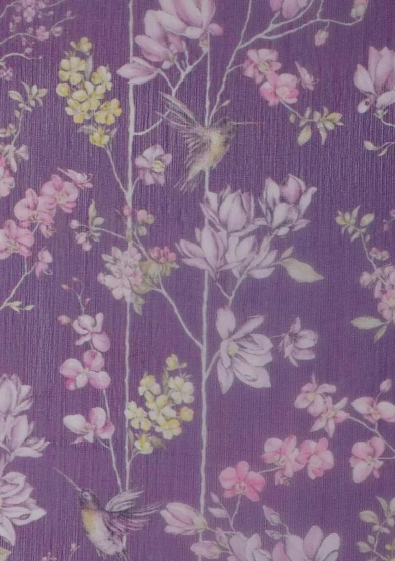 Girls Purple Floral Print Georgette Anarkali Set