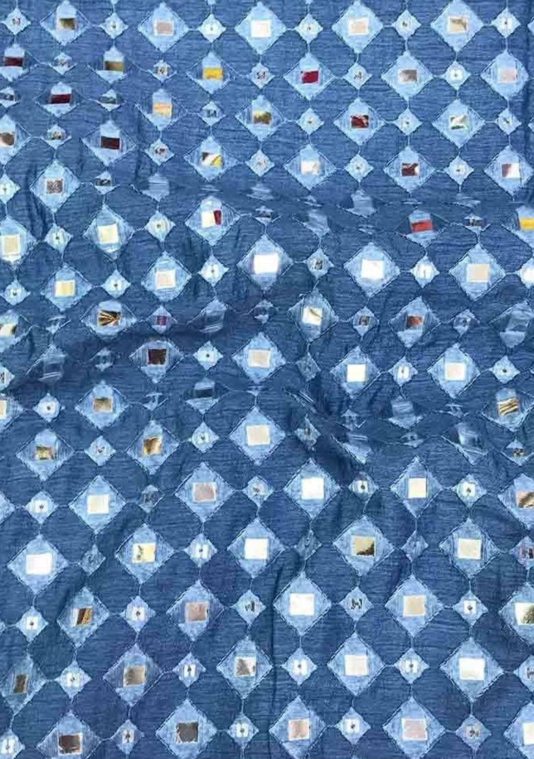 Girls Blue Embellished Silk Sharara Set - Indya