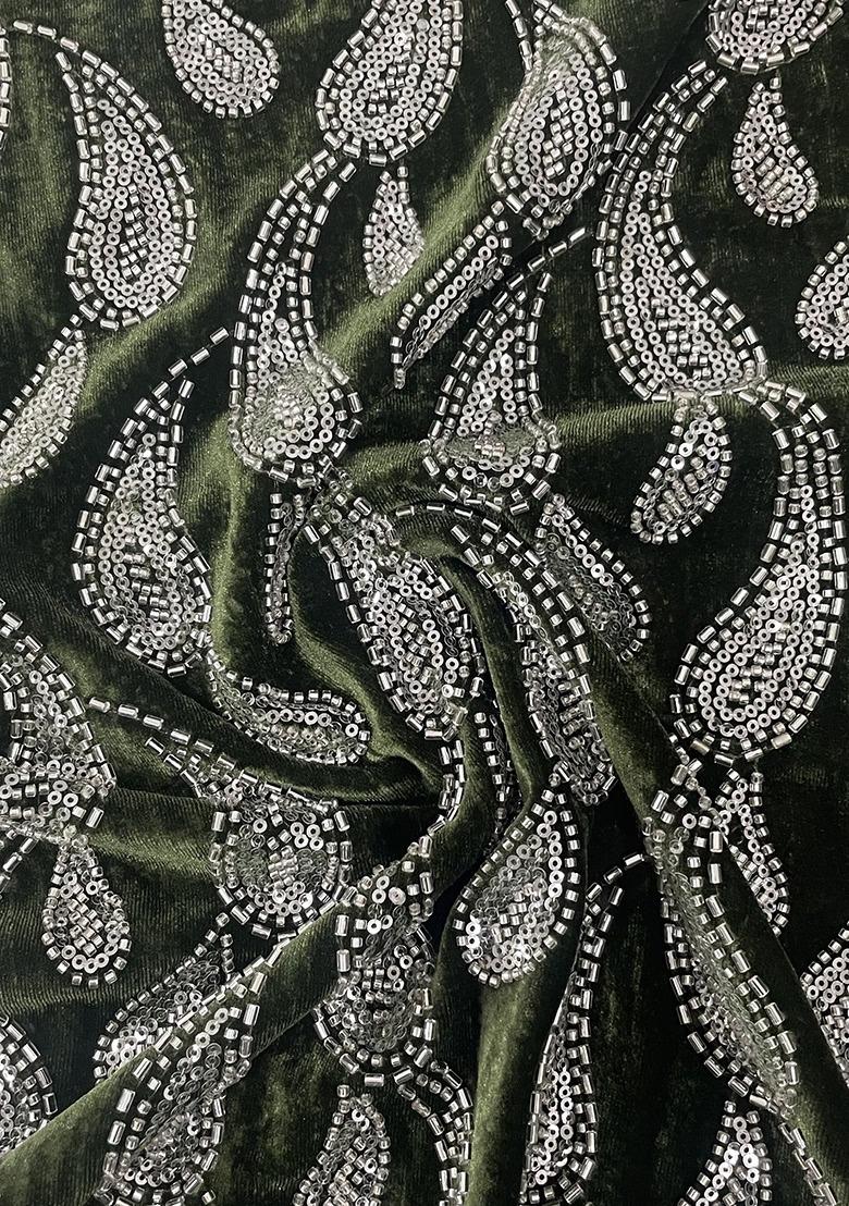 Girls Green Embellished Georgette Fusion Set