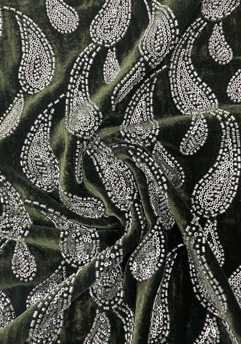 Girls Green Embellished Georgette Fusion Set