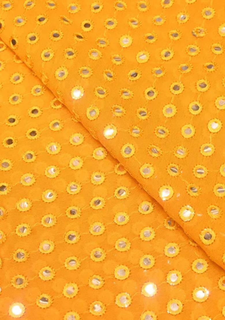 Girls Yellow Embroidered Georgette Lehenga Set - Indya