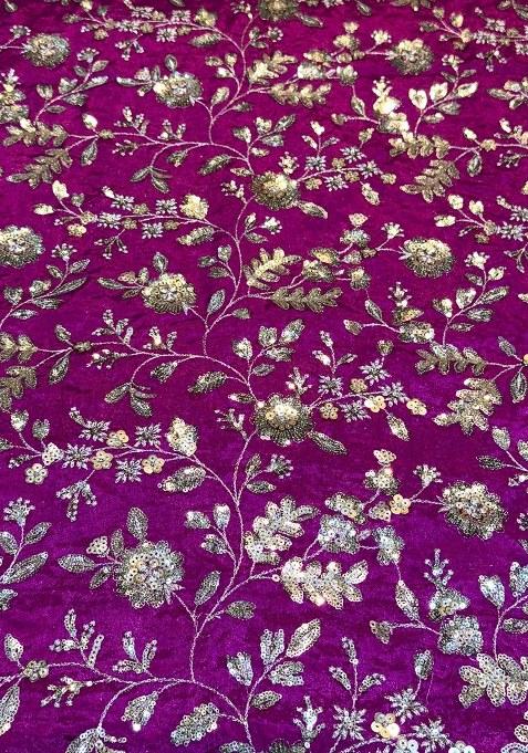 Girls Purple Embroidered Chinon Lehenga Set