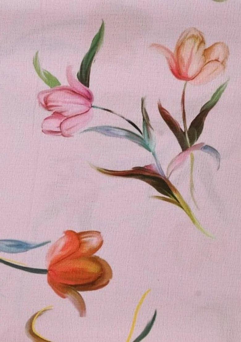 Girls Pink Floral Print Lehenga Set - Indya