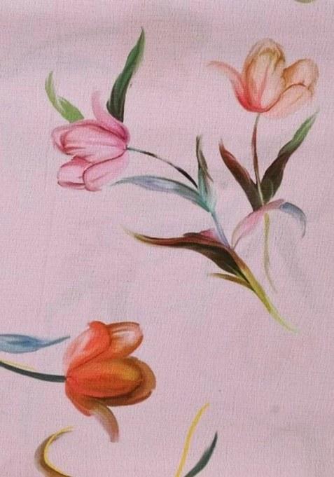 Girls Pink Floral Print Lehenga Set