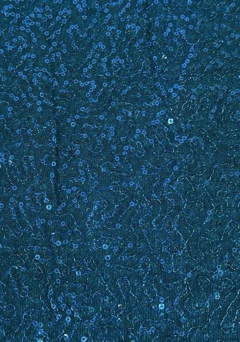 Girls Peacock Blue Embellished Net Lehenga Set