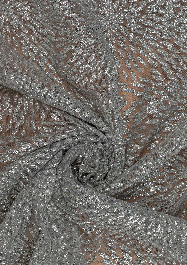 Girls Silver Embellished Net Lehenga Set - Indya