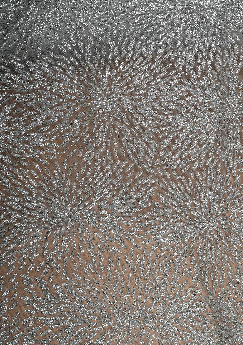 Girls Silver Embellished Net Lehenga Set - Indya