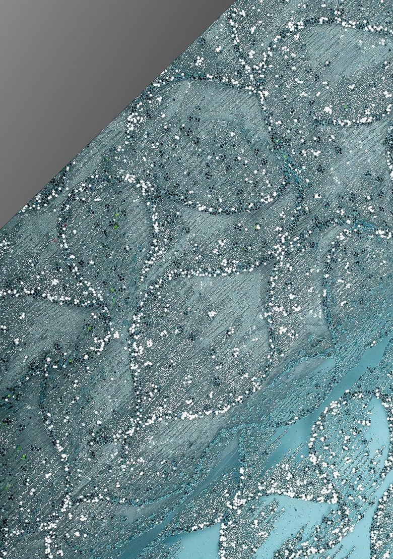 Girls Blue Embellished Net Lehenga Set - Indya