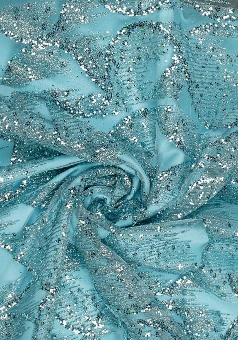 Girls Blue Embellished Net Lehenga Set