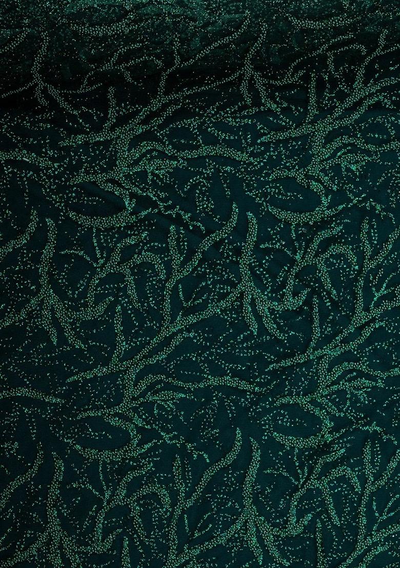 Girls Green Embellished Net Lehenga Set