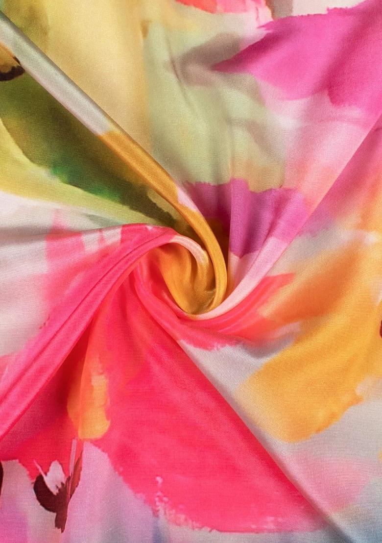 Girls Multicolor Floral Print Crepe Silk Lehenga Set