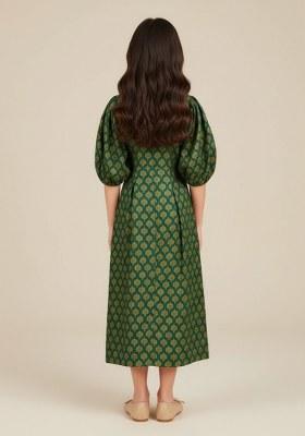 Girls Green Brocade Dress