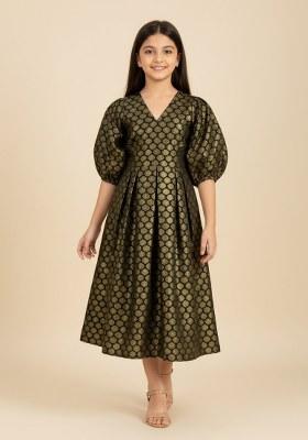 Girls Black Brocade Dress