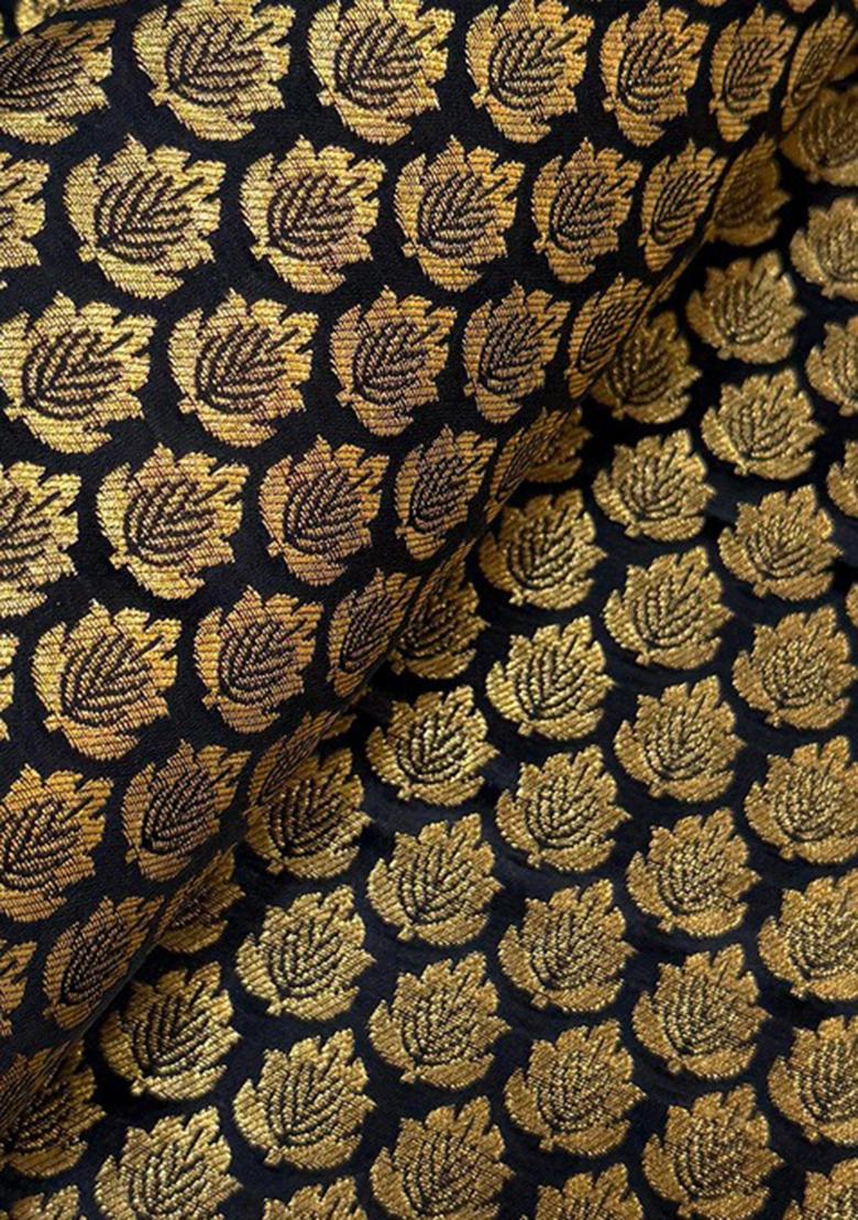 Girls Navy Blue Brocade Dress - Indya