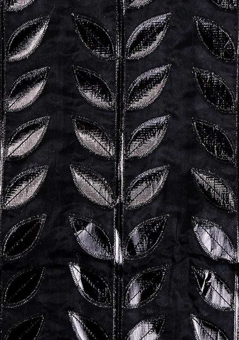 Girls Black Foil Print Organza Fusion Set - Indya