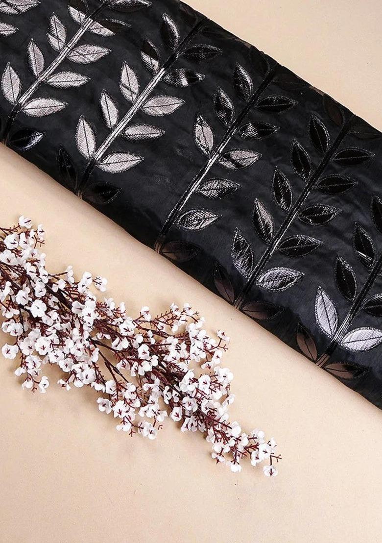 Girls Black Foil Print Organza Fusion Set - Indya