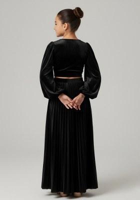 Girls Black Solid Chiffon Co-Ord Set