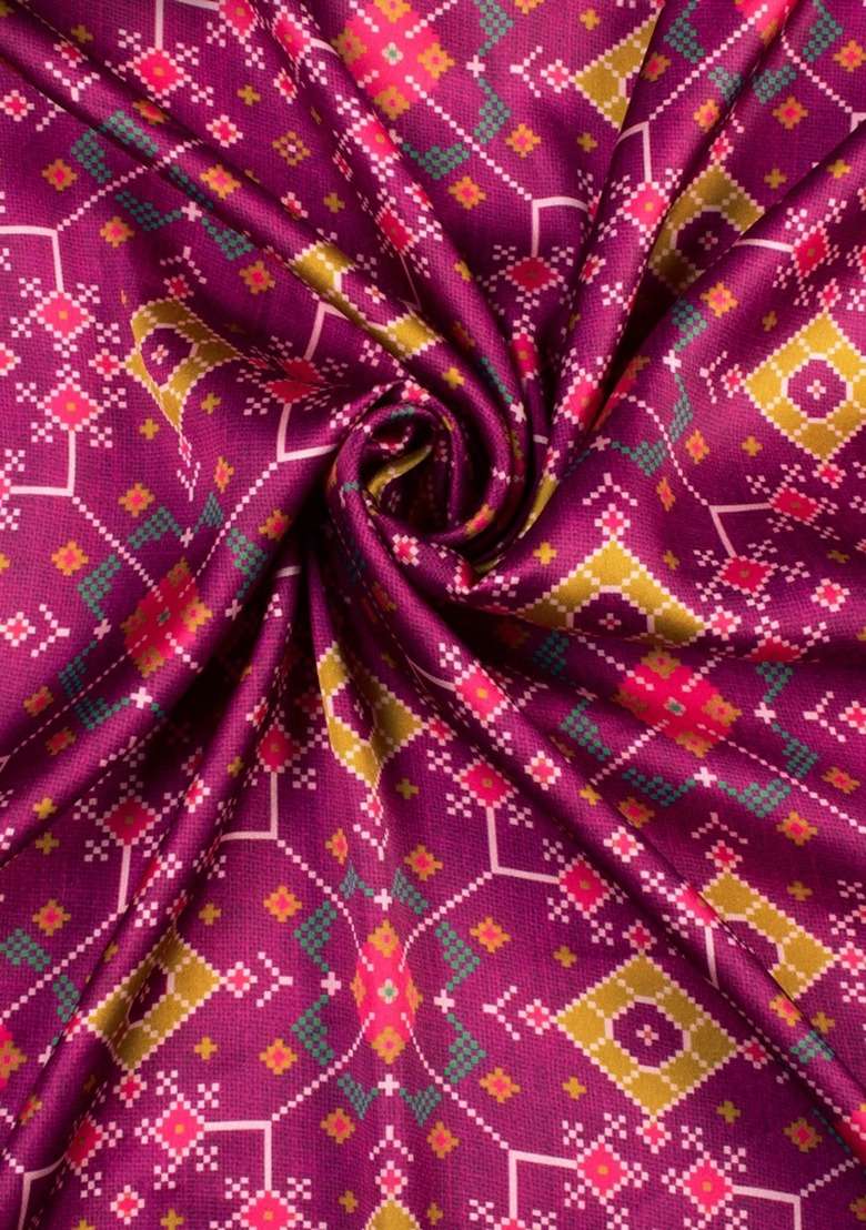 Girls Pink Floral Print Satin Lehenga Set - Indya