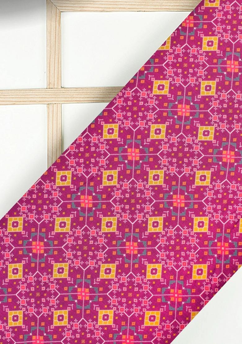 Girls Pink Floral Print Satin Lehenga Set - Indya