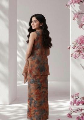 Girls Multicolor Floral Print Chiffon Fusion Set