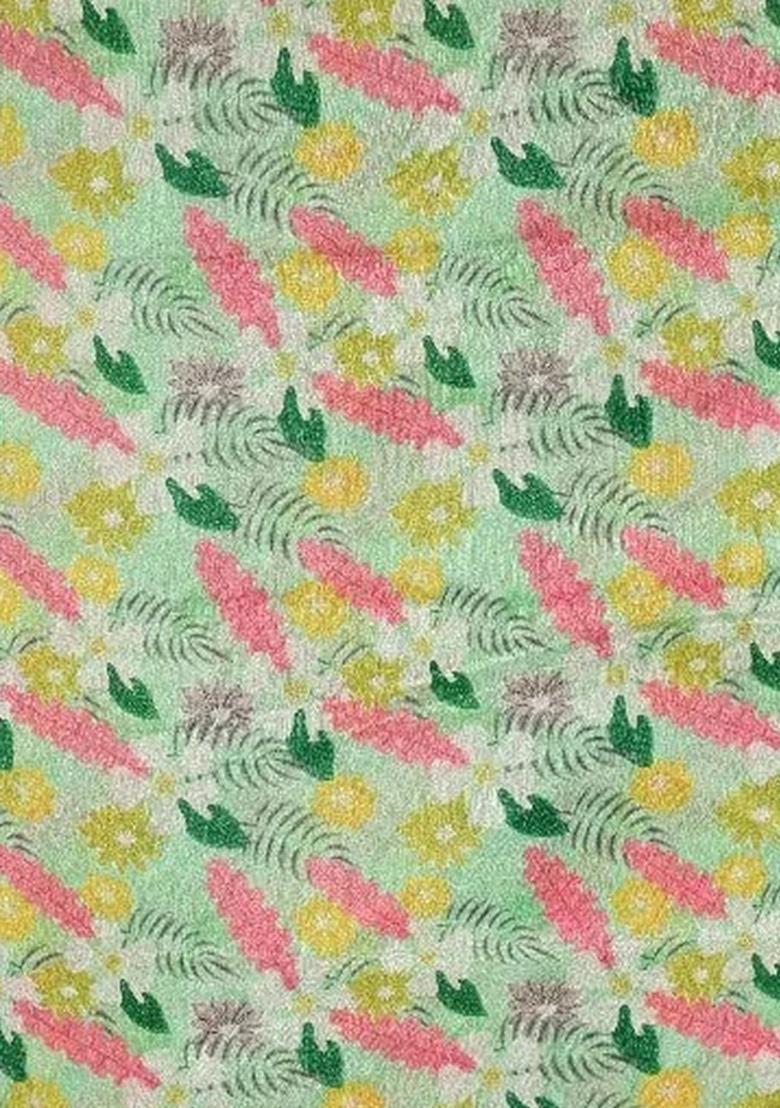 Girls Mint Green Floral Print Chinon Fusion Set - Indya