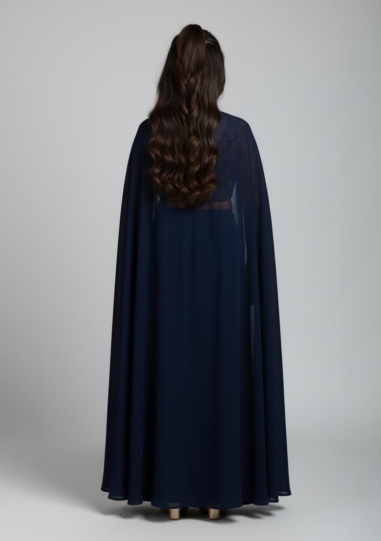 Girls Black Abstract Print Chinon Fusion Set - Indya