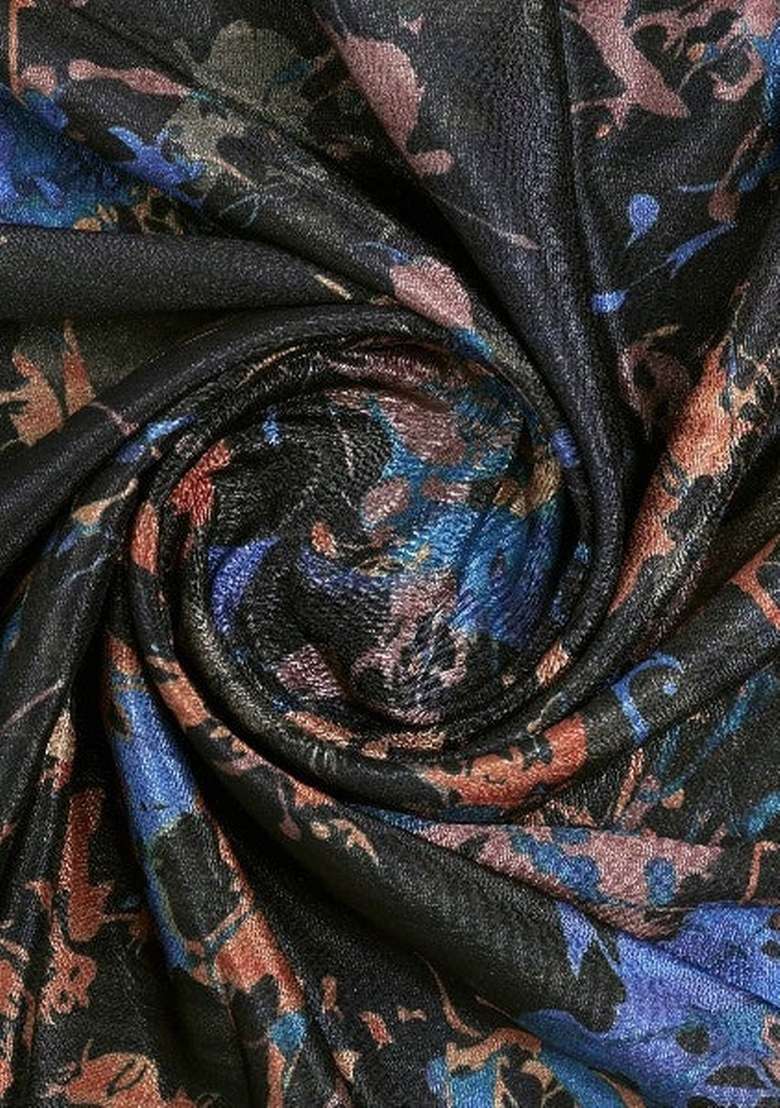 Girls Black Abstract Print Chinon Fusion Set - Indya