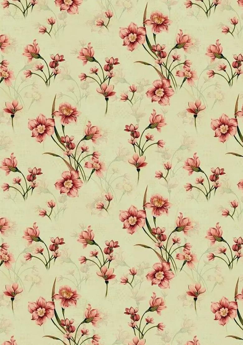 Girls Green Floral Print Satin Fusion Set - Indya