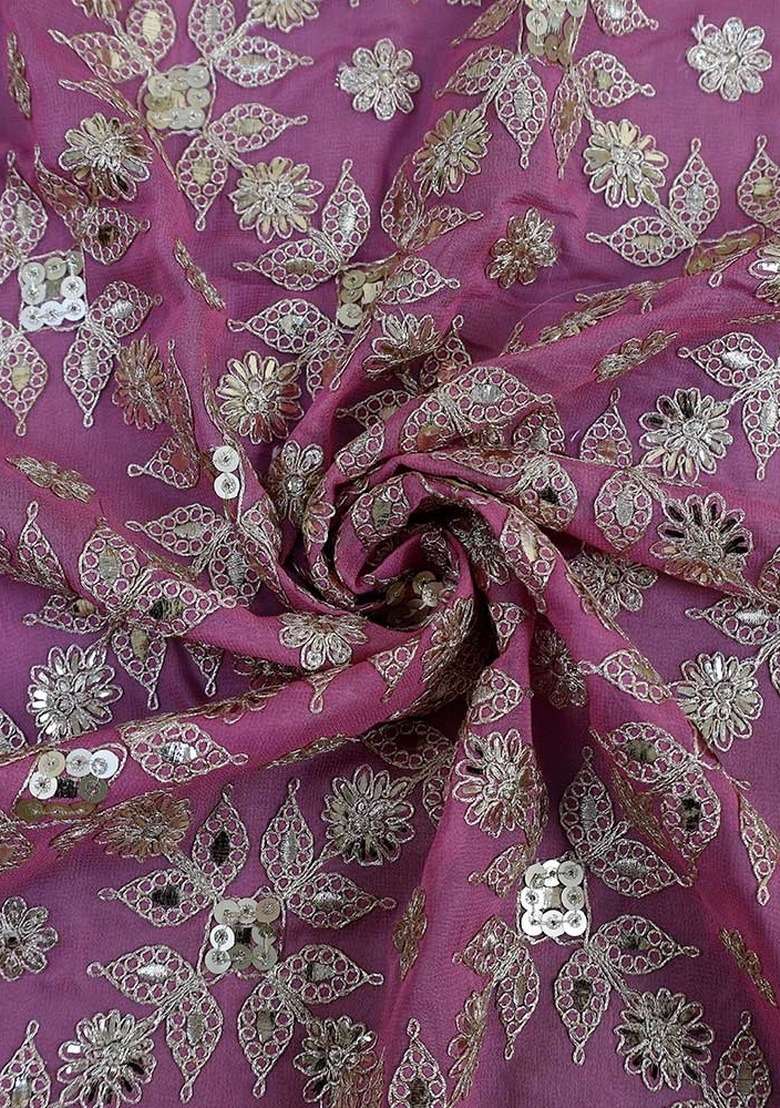 Girls Purple Embroidered Georgette Fusion Set - Indya