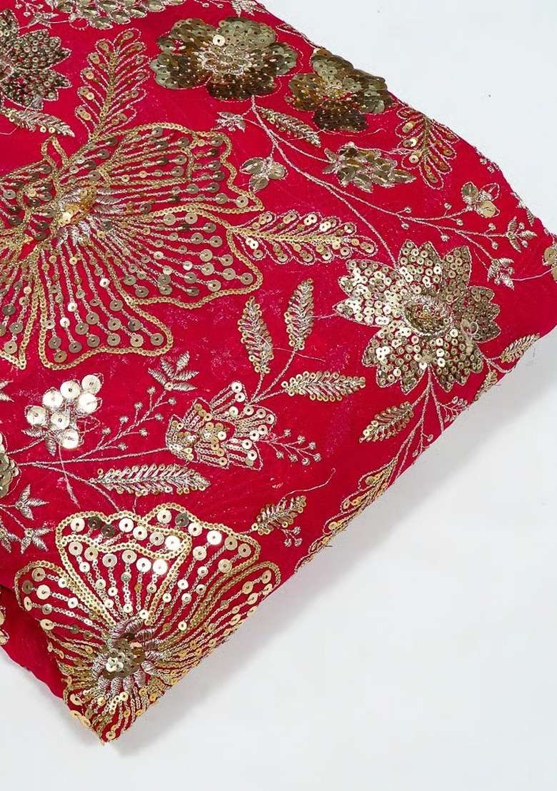 Girls Red Embroidered Georgette Fusion Set - Indya