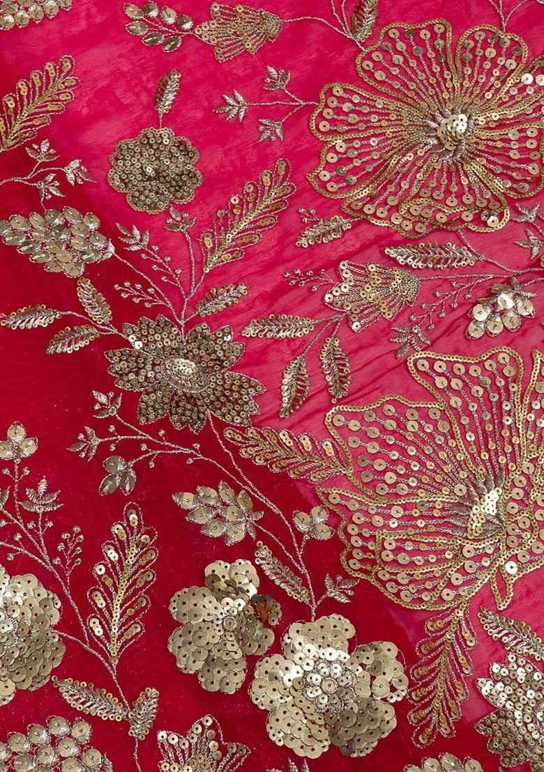 Girls Red Embroidered Georgette Fusion Set - Indya