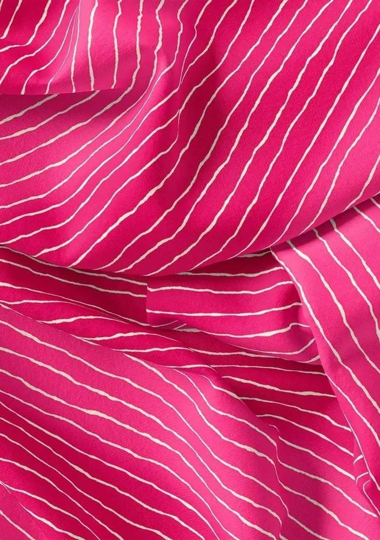 Girls Pink Striped Chiffon Fusion Set - Indya