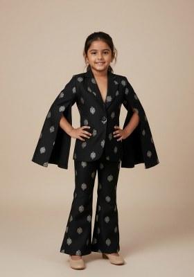 Girls Black Brocade Co-Ord Set