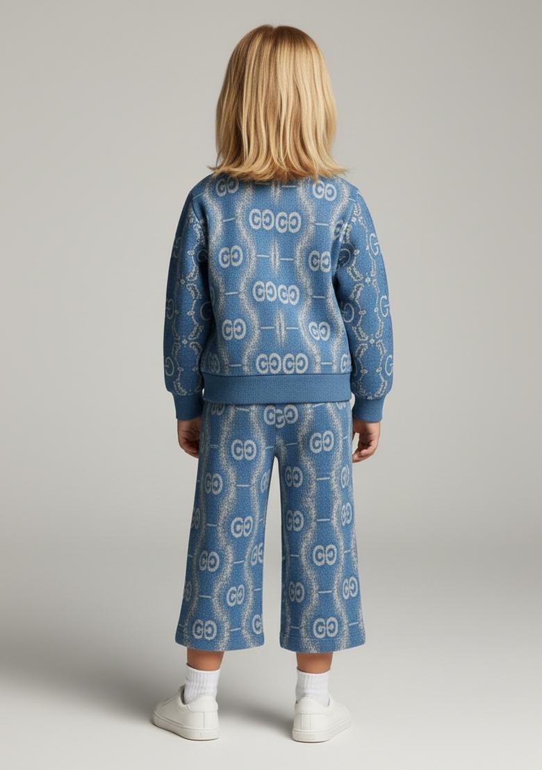 Girls Light Blue Embroidered Denim Co-Ord Set - Indya