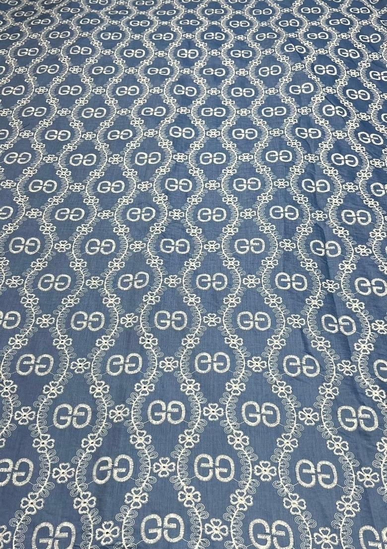 Girls Light Blue Embroidered Denim Co-Ord Set - Indya