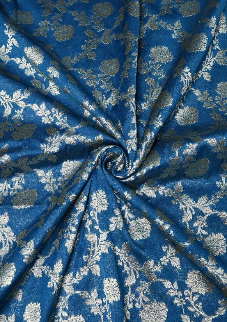 Girls Blue Brocade Co-Ord Set - Indya