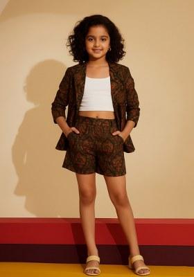 Girls Orange Brocade Co-Ord Set