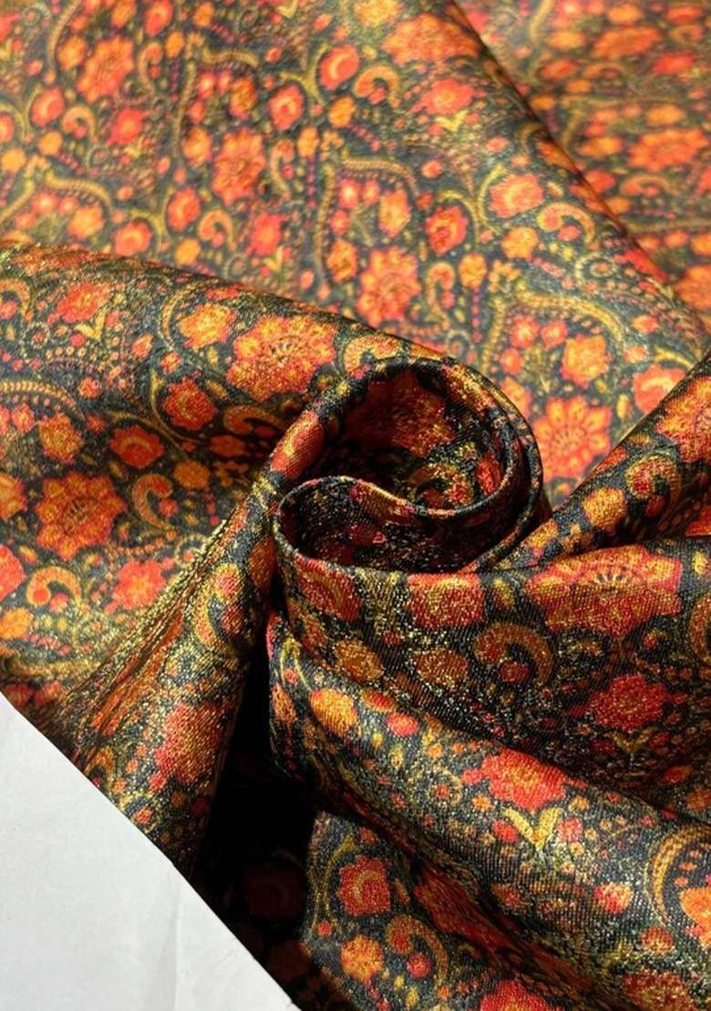 Girls Orange Brocade Co-Ord Set - Indya