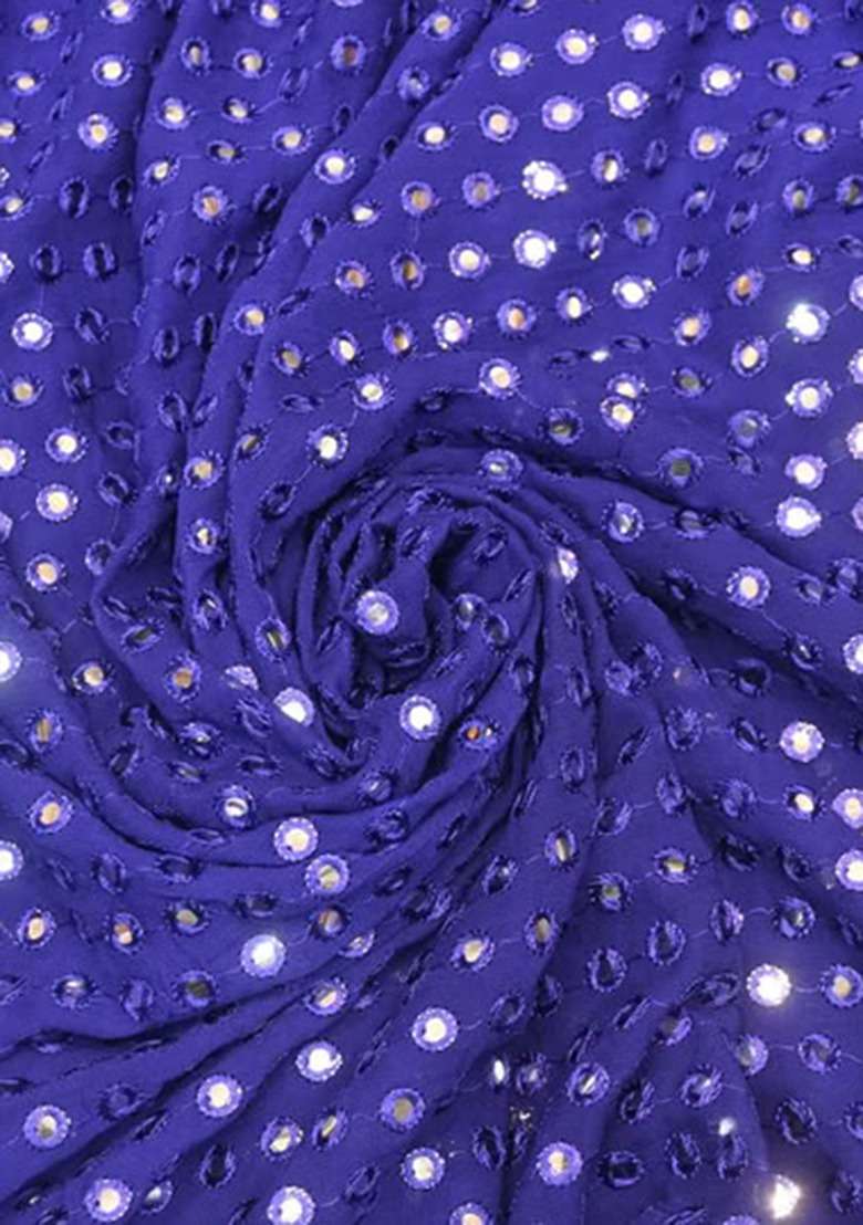 Girls Blue And Purple Embroidered Georgette Kurta Set - Indya