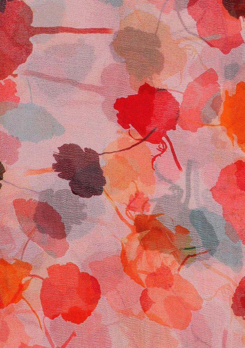 Girls Multicolor Abstract Print Chiffon Kurta Set - Indya